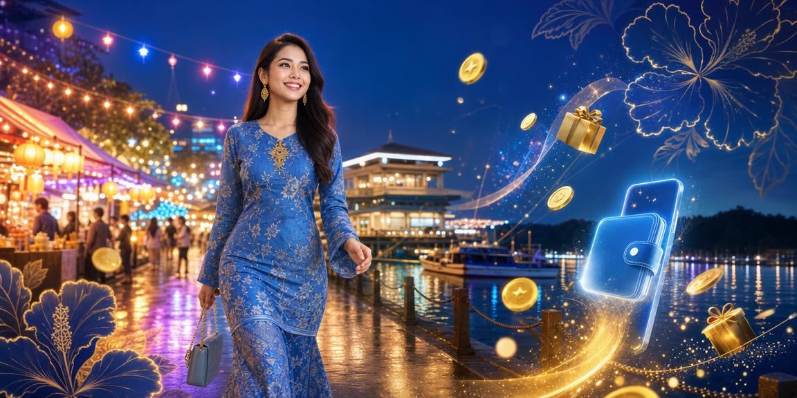 Pemain berbaju kurung melakukan deposit untuk permainan jackpot dalam talian di Malaysia